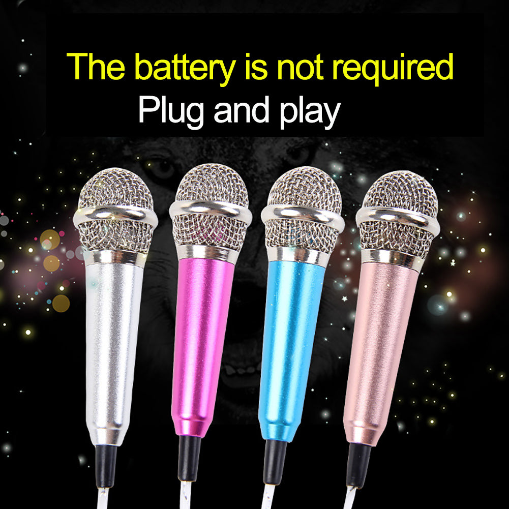 3.5mm Universal Wire Connect Karaoke Metallic Mini Microphone for Cell Phone PC