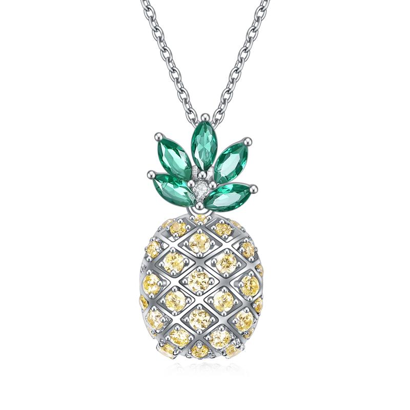 .925 Sterling Silver Dainty Pineapple Pendant Necklace