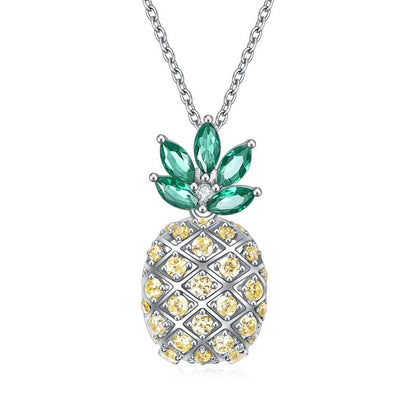 .925 Sterling Silver Dainty Pineapple Pendant Necklace