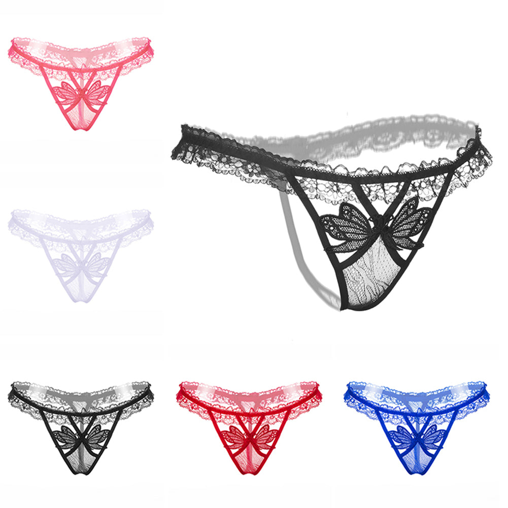 Women Sexy Butterfly See Through Lace Low Waist Panties Thong Briefs Underwear