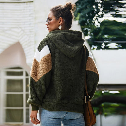 Sudaderas con capucha a rayas informales de invierno para mujer, sudaderas con capucha cálidas de manga larga con cremallera, abrigo nuevo 2020 