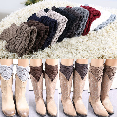 Calentadores de pierna/calcetines para botas de punto de ganchillo de invierno a la moda para mujer