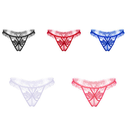 Women Sexy Butterfly See Through Lace Low Waist Panties Thong Briefs Underwear