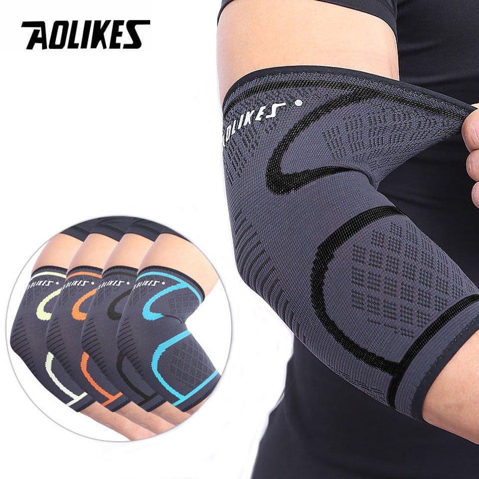 AOLIKES 1PCS Elbow Support Elastic Gym Sport Elbow Protective Pad Absorb Sweat Sport Basketball Arm Sleeve Elbow Brace - The Styky Shack