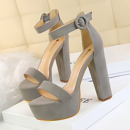 Platform belt buckle sandals