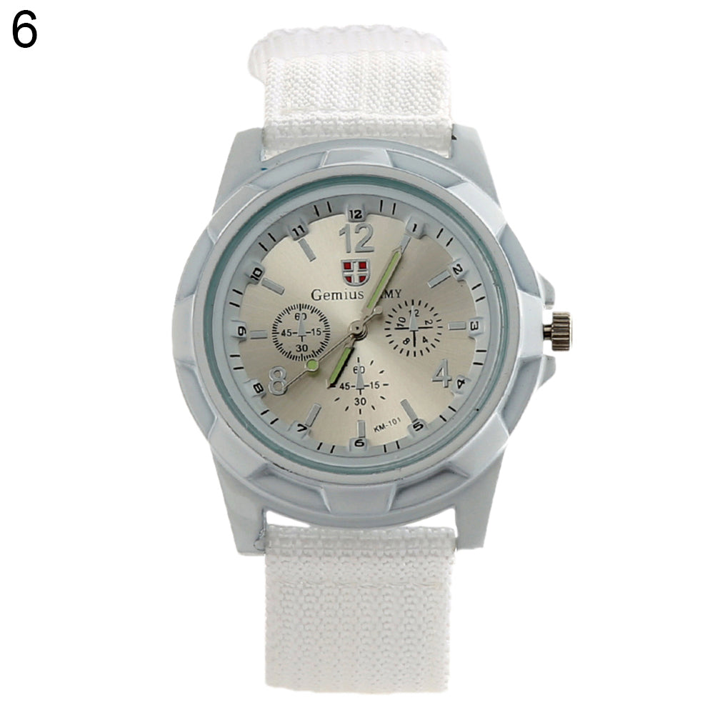 Reloj de pulsera de cuarzo analógico deportivo con banda de nailon estilo militar