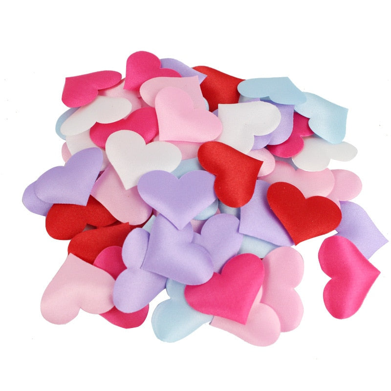 50Pcs 32mm Romantic Sponge Satin Fabric Heart Petals Wedding Confetti Table Bed Heart Petals Wedding Valentine Decoration - The Styky Shack