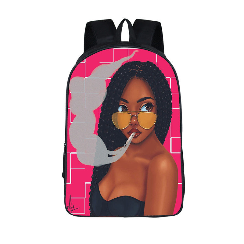 ¡¡¡EN VENTA!!! ¡¡¡50% REBAJADO!!! Mochila con estampado de dibujos animados nuevos de niña nubia en 3D