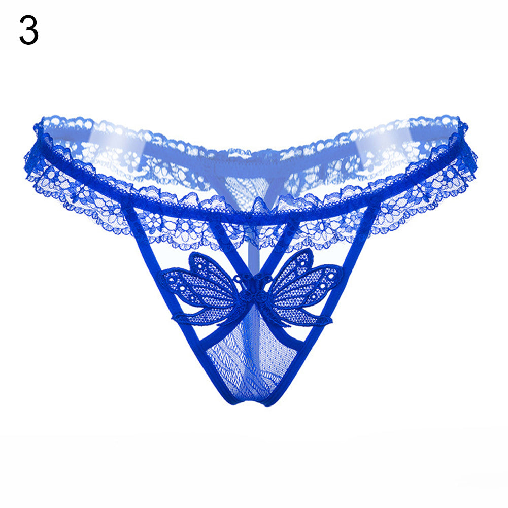 Women Sexy Butterfly See Through Lace Low Waist Panties Thong Briefs Underwear