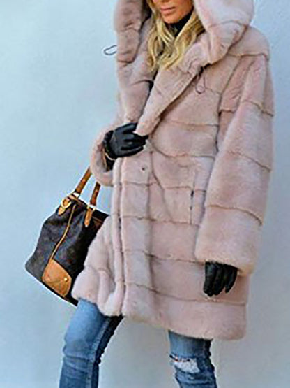 Winter Coat Women Large Fur Collar Hooded Long Winter Coat