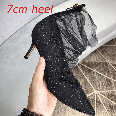 Ankle High Lace Material High Heel