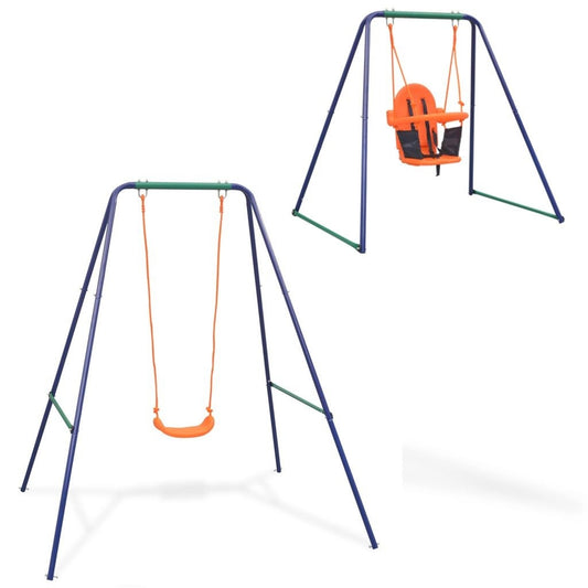 Columpio individual y columpio para niños pequeños 2 en 1 Naranja