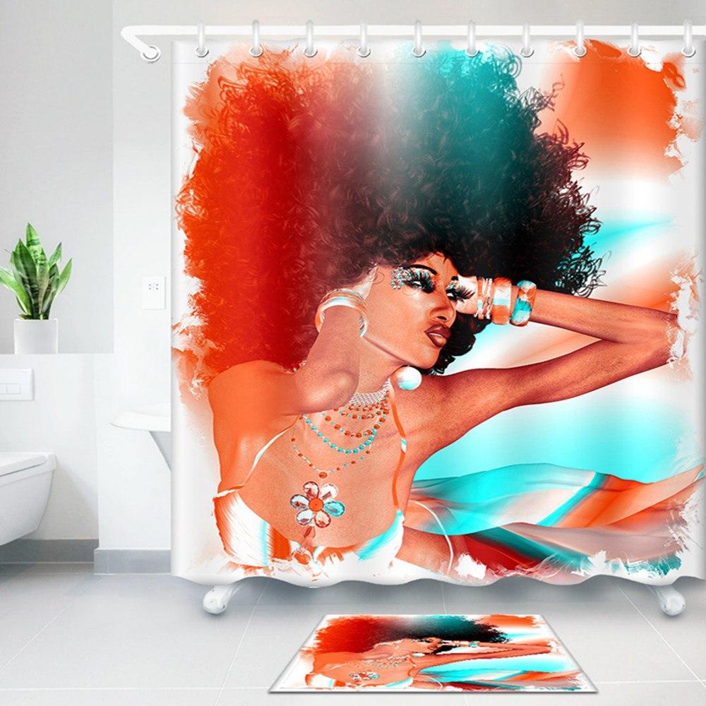 African Woman  Hair Shower Curtain  Bathroom Curtain - The Styky Shack