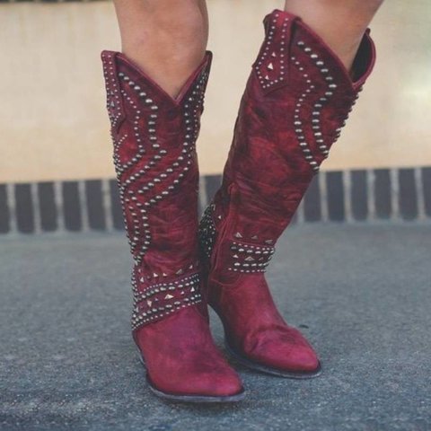 Almost Knee High Embroidered Cowgirl Boots