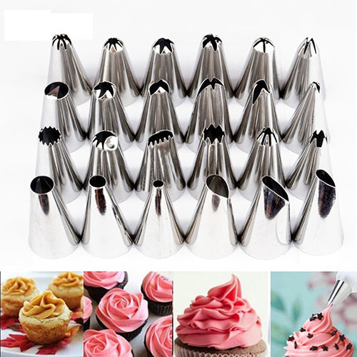 24Pcs Sugarcraft Cupcake Decorating Mould Icing Piping Flower Nozzles Pastry Tips