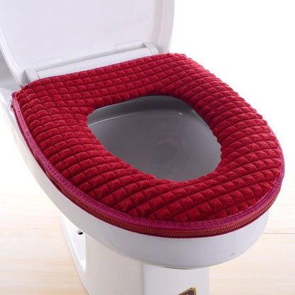 Accesorios de baño cubierta de asiento de inodoro suave y cálida felpa cubierta de inodoro de invierno almohadilla de tapa de asiento decoración del hogar