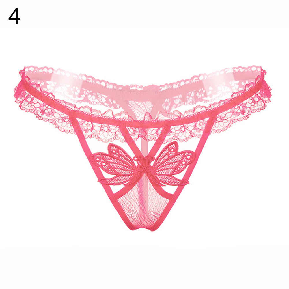 Women Sexy Butterfly See Through Lace Low Waist Panties Thong Briefs Underwear