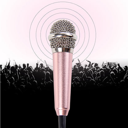 3.5mm Universal Wire Connect Karaoke Metallic Mini Microphone for Cell Phone PC