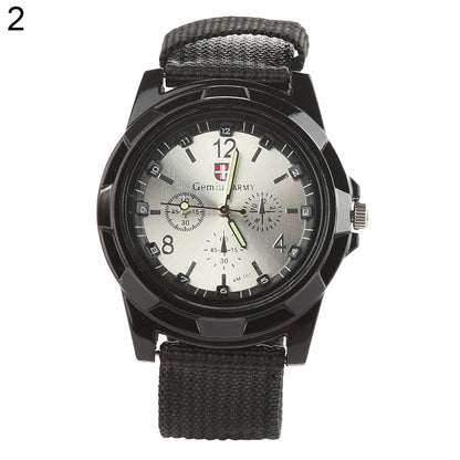 Reloj de pulsera de cuarzo analógico deportivo con banda de nailon estilo militar