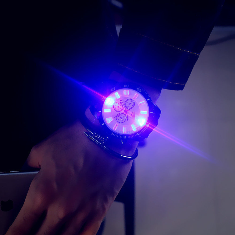 Reloj de pulsera analógico de cuarzo de piel sintética con luz LED para hombre y mujer, regalo de Navidad para parejas