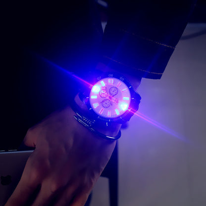 Reloj de pulsera analógico de cuarzo de piel sintética con luz LED para hombre y mujer, regalo de Navidad para parejas