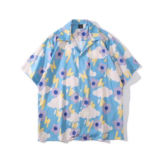 Vintage Graffiti Loose Short Sleeve Shirt