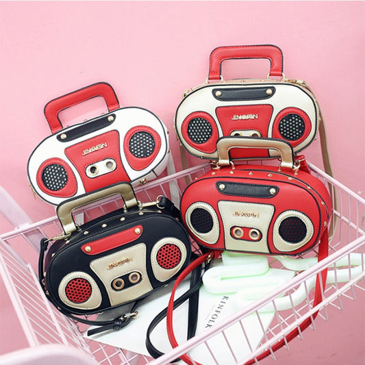 Vintage Radio Designer Chic Hand Bags Luxury Pu Leather