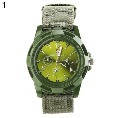 Reloj de pulsera de cuarzo analógico deportivo con banda de nailon estilo militar