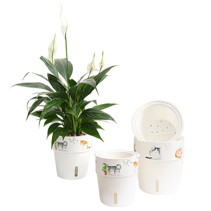 Water storage plastic flower pot