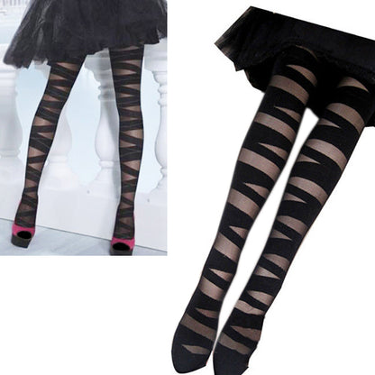 Women's Sexy Pantyhose Black Cross Babdage Ultra-Thin Slim Stretch Tights