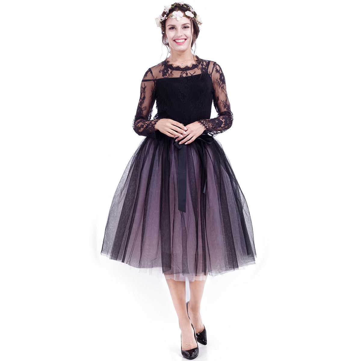 Purple Veil Chic Two-Tone Formal Skirt