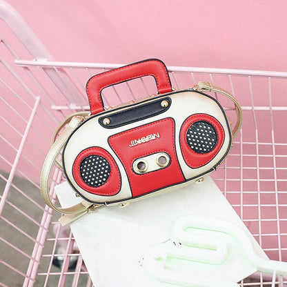 Vintage Radio Designer Chic Hand Bags Luxury Pu Leather