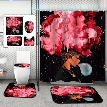 African Girl Bathroom Shower Curtain Soft Non-slip Bathroom Carpets Rugs Bath Mat Toilet Seat Cover - The Styky Shack