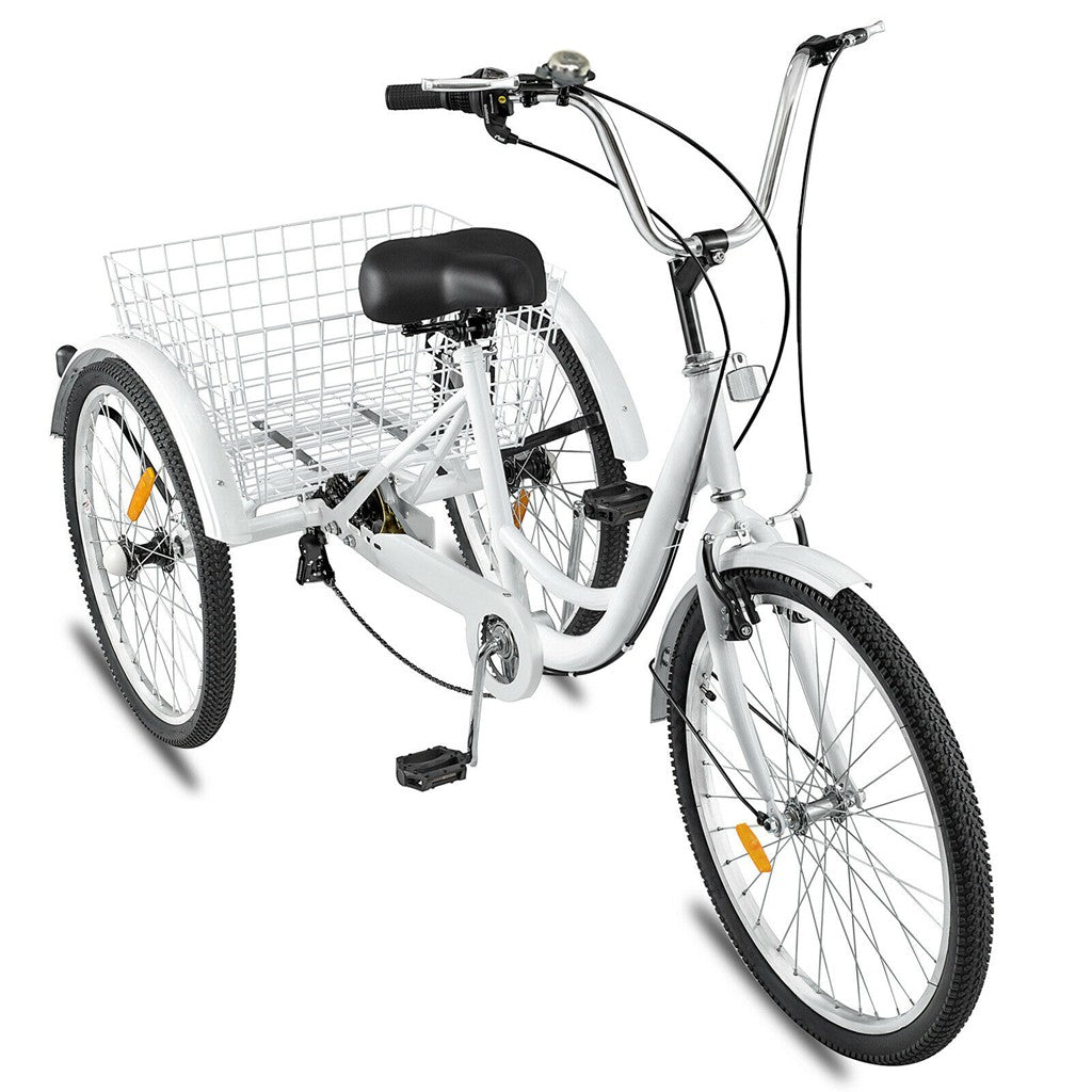 Adult Tricycle 1/7 Speed 3-Wheel For Shopping W/ Installation Tools