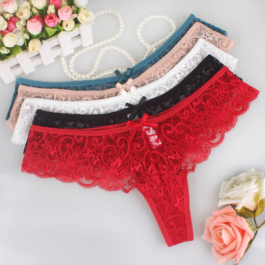 Set of 3 Sexy Lace Thong Low-Rise Panties