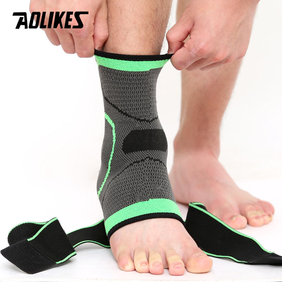 AOLIKES 1PCS 3D Weaving Elastic Nylon Strap Ankle Support Brace Badminton Basketball Football Taekwondo Fitness Heel Protector - The Styky Shack