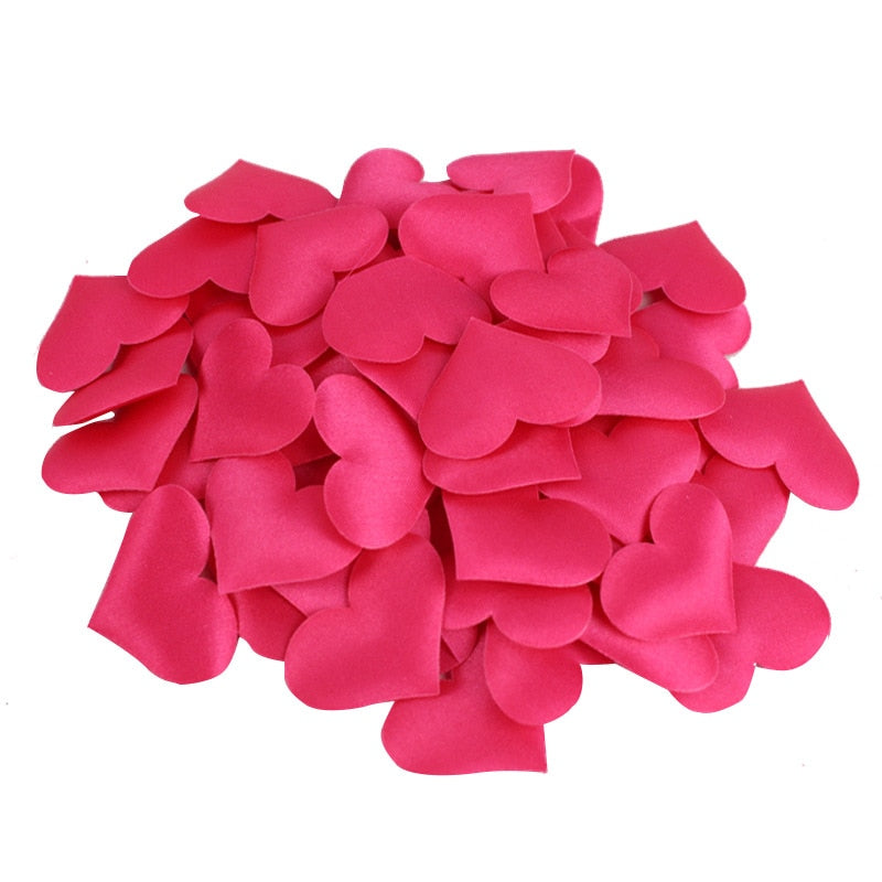 50Pcs 32mm Romantic Sponge Satin Fabric Heart Petals Wedding Confetti Table Bed Heart Petals Wedding Valentine Decoration - The Styky Shack