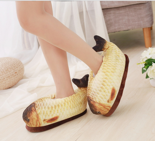 Winter Fashion Cute Fish Shape Shoes Women's Soft Short Furry Plush Home Floor Slipper