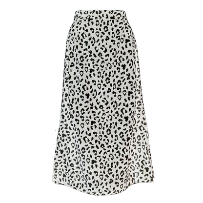 Sexy Leopard Wrap Skirt Print Chiffon Split Skirt Casual Fashion Long Skirts for Women Spring Summer Clothes Zipper Elegant