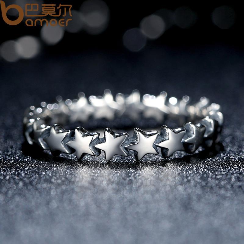 BAMOER Star Trail Stackable Finger Ring For Women Wedding 925 Sterling Silver PA7151 - The Styky Shack