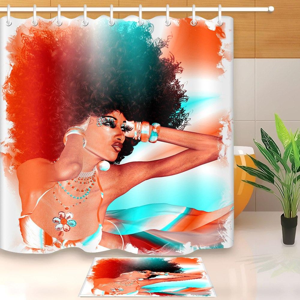 African Woman  Hair Shower Curtain  Bathroom Curtain - The Styky Shack