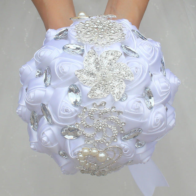 Artificial Wedding Bouquets Hand Made Flower Rhinestone Bridesmaid Crystal Bridal Wedding Bouquet - The Styky Shack