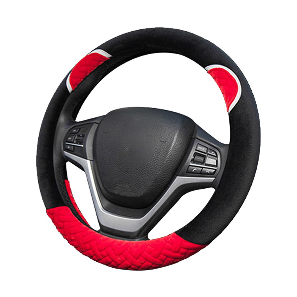 Plush Cartoon Car Steering Wheel Cover D-type Linen Carbon Fiber Leather Handlebar Cover Comfortable And Breathable - The Styky Shack