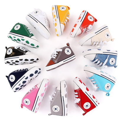 Baby Shoes Boy Girl Star Solid Sneaker Cotton Soft Anti-Slip Sole Newborn Infant First Walkers Toddler Casual Canvas Crib Shoes - The Styky Shack