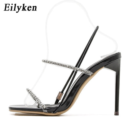 2021 New Back Strap Sandals Fashion Crystal Rhinestone Stiletto High Heels Summer Women Sexy Nightclub Stripper Shoes - The Styky Shack