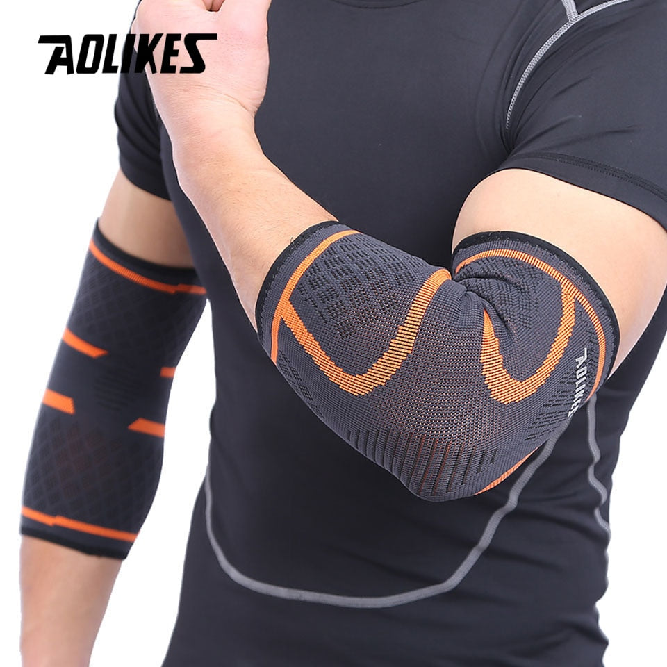 AOLIKES 1PCS Elbow Support Elastic Gym Sport Elbow Protective Pad Absorb Sweat Sport Basketball Arm Sleeve Elbow Brace - The Styky Shack