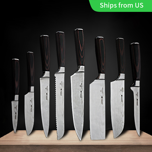 8inch japanese kitchen knives Laser Damascus pattern chef knife Sharp Santoku Cleaver Slicing Utility Knives Tools - The Styky Shack