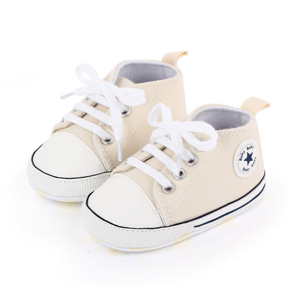 Baby Shoes Boy Girl Star Solid Sneaker Cotton Soft Anti-Slip Sole Newborn Infant First Walkers Toddler Casual Canvas Crib Shoes - The Styky Shack