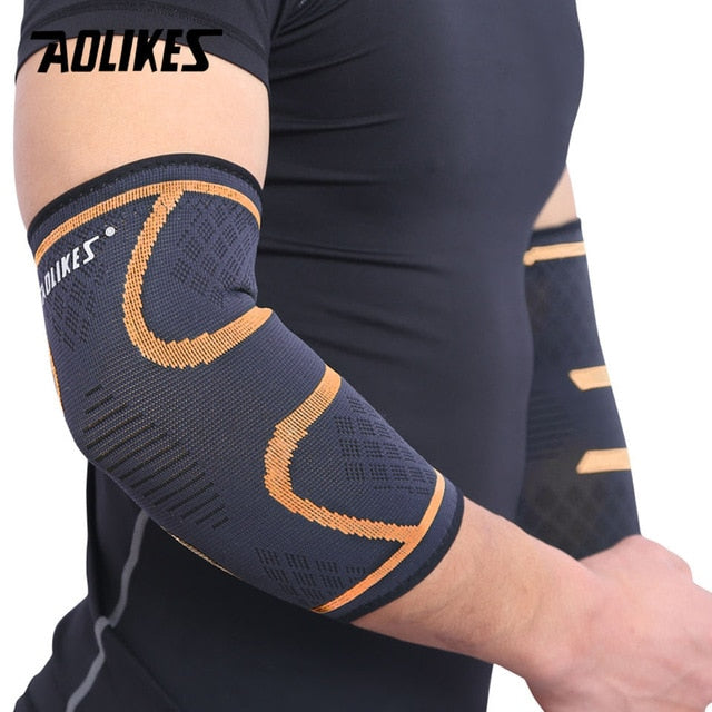 AOLIKES 1PCS Elbow Support Elastic Gym Sport Elbow Protective Pad Absorb Sweat Sport Basketball Arm Sleeve Elbow Brace - The Styky Shack