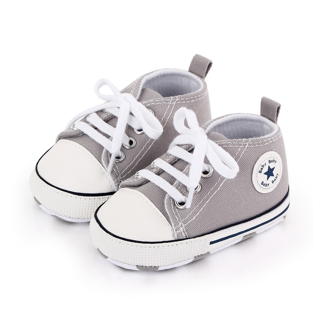 Baby Shoes Boy Girl Star Solid Sneaker Cotton Soft Anti-Slip Sole Newborn Infant First Walkers Toddler Casual Canvas Crib Shoes - The Styky Shack